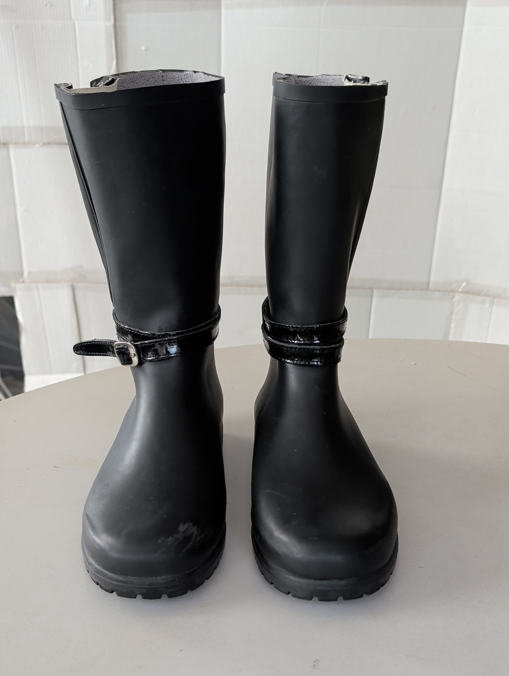 Sperry Top-Sider Black Women Rain Boots Buckle Detail SZ 8 See Waterproof Comfy